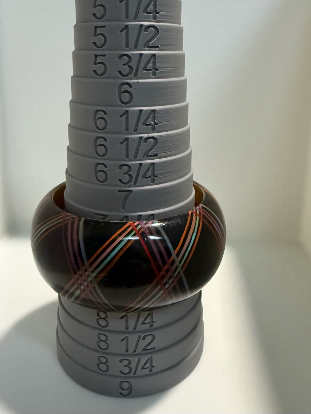 Black Round Bangle Bracelet with Multicolor Stripes
